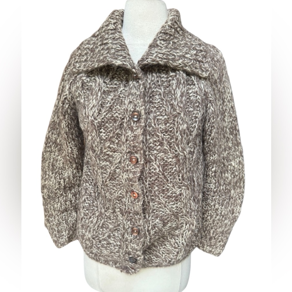 Late 1960s/Early 70s Handmade in Italy Collared Mohair/Wool Blend Button Down Sw